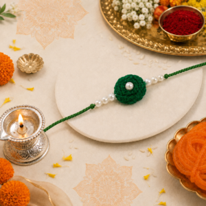 Emerald Pearl Crochet Rakhi